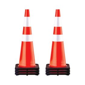   VEVOR 6 db-os, 36 hüvelykes közlekedési bóják, biztonságos parkolóbóják fekete súlyozott talppal, narancssárga PVC közlekedési biztonsági bóják, veszélyt jelző bóják, fényvisszaverő gallérok építési forgalmi parkoláshoz