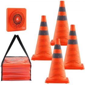   VEVOR biztonsági bóják, 4 db-os, 18 hüvelykes, összecsukható közlekedési bóják, fényvisszaverő gallérral ellátott építési bóják, széles talppal és tárolótáskával, forgalomirányításhoz, vezetési képzéshez, parkolókhoz