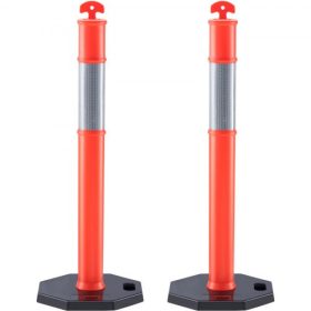   VEVOR forgalomhatároló oszlopkúpok, 2 db-os csomag, forgalombiztonsági határoló korlát 16,93 x 16,93 hüvelykes gumi talppal, forgalomirányításhoz, figyelmeztetéshez, kültéri használatra, beltéri használatra, parkoló építéséhez, fi