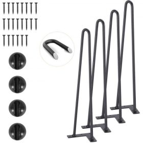   VEVOR 482,6 mm-es hajtűs bútorlábak, fém otthoni barkács projektek éjjeliszekrényhez, dohányzóasztalhoz, íróasztalhoz, 226,8 kg teherbírás gumi padlóvédőkkel, fém, nagy teherbírású, masszív modern asztallábak, 4 db