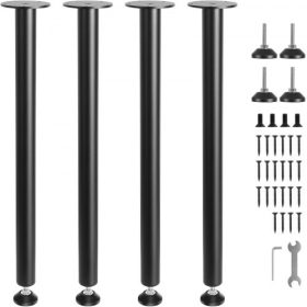   VEVOR 711.2MM állítható asztallábak, megerősített acél irodai asztalbútor lábak, 4 darabos barkácsoláshoz, 544.3KG teherbírású, nagy teherbírású asztallábak, gyorsan telepíthető lábak állítható lábtartóval, fekete