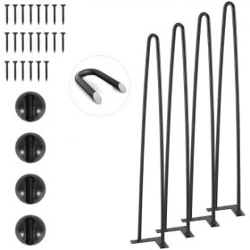   VEVOR 711,2 mm-es hajtűs bútorlábak, fém otthoni barkács projektek éjjeliszekrényhez, dohányzóasztalhoz, íróasztalhoz, 226,8 kg teherbírás gumi padlóvédőkkel, fém, nagy teherbírású, masszív modern asztallábak, 4 db