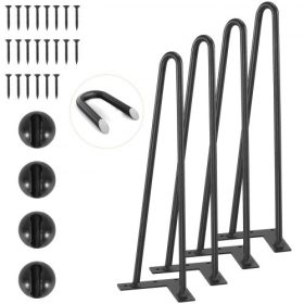   VEVOR 406,4 mm-es hajtűs bútorlábak, fém otthoni barkács projektek éjjeliszekrényhez, dohányzóasztalhoz, íróasztalhoz, 226,8 kg teherbírás gumi padlóvédőkkel, fém, nagy teherbírású, masszív modern asztallábak, 4 db