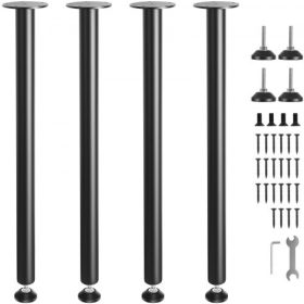   VEVOR 762MM állítható asztallábak, megerősített acél irodai asztalbútor lábak, 4 darabos barkácsoláshoz, 544,3KG teherbírású, nagy teherbírású asztallábak, gyorsan telepíthető lábak állítható lábtartóval, fekete