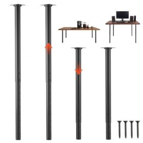   VEVOR állítható asztallábak, 610-1016 mm-es kerek acél bútorlábak, 544 kg maximális teherbírás, nagy teherbírás, gyors telepítés, otthoni irodai asztalokhoz, barkácsoláshoz, kávézó-vacsoraasztalokhoz, munkapadokhoz, 4 db, fekete