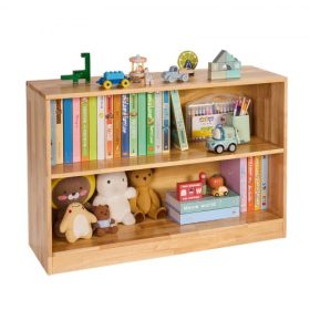   VEVOR Montessori könyvespolc, 870 mm széles játéktároló rendszerező, 2-szintes gyerektároló szekrény, bölcsődei bútorok, gyerekkönyvespolc hálószobába, gyerekszobába, nappaliba, előszobába, óvodába, barna