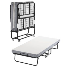   VEVOR összecsukható ágy, 97 cm x 193 cm-es összecsukható ágy 10 cm-es matraccal, kétszemélyes összecsukható ágy masszív fémkerettel és memóriahabos matraccal, hordozható kétszemélyes összecsukható ágy matraccal, felnőtteknek, vend