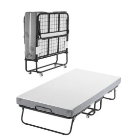   VEVOR összecsukható ágy, 97 cm x 193 cm-es összecsukható ágy 12 cm-es matraccal, kétszemélyes összecsukható ágy masszív fémkerettel és memóriahabos matraccal, hordozható kétszemélyes összecsukható ágy matraccal, felnőtteknek, vend