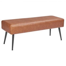   VEVOR bőr hálószobai pad, PU bőr pad fém lábakkal és varrással előszobába, kárpitozott cipőpad, modern ágyvégi padok nappaliba, étkezőbe, előszobába, barna