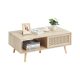 VEVOR rattan dohányzóasztal, századközepi modern dohányzóasztal, téglalap alakú fa dohányzóasztal, 42 hüvelykes modern bohém stílusú kétrétegű tárolós dohányzóasztal, nappaliba, hálószobába és kis helyiségekbe
