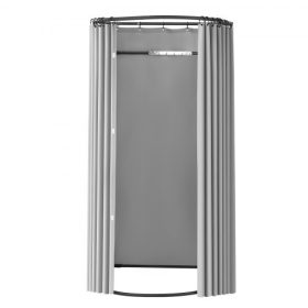   VEVOR próbafülke, öltöző vastag poliészter függönyökkel, árnyékoló függönnyel és akasztóval ellátott privát tér, butikba, bevásárlóközpontba, szabóságba és kültéri használatra 100 x 95 x 200 cm (fekete és szürke-fehér)