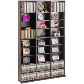   VEVOR médiatároló szekrény, 9 rétegű DVD-polc, akár 756 CD-t is képes tárolni, állítható CD-polcok, 27 rekesz, védi és rendszerezi zene-, film-, videojáték- vagy emléktárgygyűjteményeket, eszpresszó