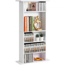   VEVOR médiatároló szekrény, 5 rétegű DVD-polc, akár 240 CD-t is képes tárolni, állítható CD-polcok, védi és rendszerezi zene-, film-, videojáték- vagy emléktárgygyűjteményeket, fehér