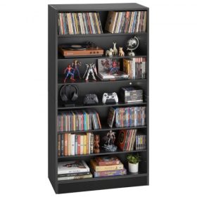   VEVOR médiatároló szekrény, 7-szintes DVD polcrendszerező, 70 x 30 x 140 cm multimédiás tárolórendszer CD-khez, DVD-khez, könyvekhez és játékokhoz, CD-polc nappaliba, dolgozószobába, felvevőszobába
