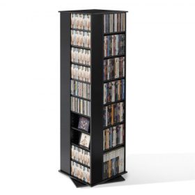   VEVOR médiatároló szekrény, CD-állványtorony, 34 rekeszes forgó médiatorony-állvány CD-khez, DVD-khez, könyvekhez és játéklemezekhez, DVD-állvány nappaliba, otthoni irodába és felvevőszobába, fekete