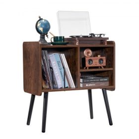   VEVOR lemezjátszó állvány, lemezjátszó állvány akár 100 album tárolására, vintage vinyl lemezszekrény kivehető polcokkal, lemezjátszó asztal állítható magassággal nappaliba, hálószobába, barna