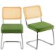 VEVOR Rattan székek, 2 darabos szett, századközepi modern étkezőszék, kárpitozott bársony díszítőfotel rattan háttámlával, retró étkező konyhai szék nappaliba, hálószobába, olvasószobába, irodába, zöld