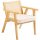 VEVOR Rattan szék, Közép-modern étkezőszék karfával, kárpitozott szék rattan háttámlával, retró rattan étkező konyhai szék nappaliba, hálószobába, olvasószobába és irodába, bézs