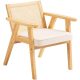 VEVOR Rattan szék, Közép-modern étkezőszék karfával, kárpitozott szék rattan háttámlával, retró rattan étkező konyhai szék nappaliba, hálószobába, olvasószobába és irodába, bézs