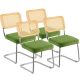 VEVOR Rattan székek, 4 darabos szett, századközepi modern étkezőszék, kárpitozott bársony díszítőfotel rattan háttámlával, retró étkező konyhai szék nappaliba, hálószobába, olvasószobába, irodába, zöld