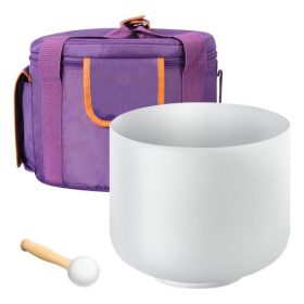   VEVOR kristály hangtál, 8 hüvelykes F hangú szívcsakra hangtál, hordozható matt kvarc hangtál gumikalapáccsal, O-gyűrűvel és 8 hüvelykes hordtáskával, tökéletes meditációhoz, jógához, hanggyógyító fürdőhöz