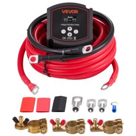   VEVOR kettős akkumulátor-leválasztó készlet, 12V 300 A 33,6 mm² (2 AWG), kézi és automatikus VSR feszültségérzékeny relé voltmérővel, LCD kijelzővel, intelligens akkumulátor-leválasztóval, lítium akkumulátorokkal kompatibilis, UTV