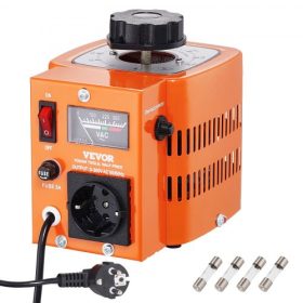   VEVOR 500VA automatikus feszültségváltó, 1,7 amper, 230V bemenet 0-300V kimenet AC feszültségszabályozó tápegység, 4 extra biztosítékkal, hőkapcsolóval otthoni, ipari, irodai használatra, CE tanúsítvánnyal