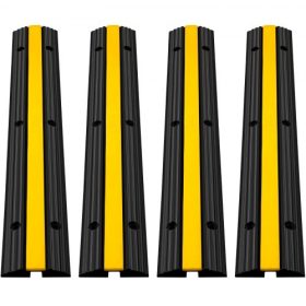   VEVOR 4 db-os csomag 1 csatornás gumi kábelvédő rámpa 102x15,5x3 cm strapabíró 8164,7 kg teherbírású kábel, vezeték, kábelvédő rámpa fekvőrendőr kocsibeálló tömlő kábel rámpa védőburkolat