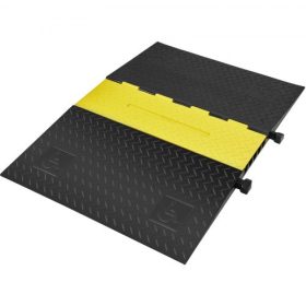   VEVOR gumi kábelvédő rámpa 114,5x80x5 cm, 5 csatornás, 10 t kapacitású, nagy teherbírású drótkötélburkolatú rámpa, tömlőzsinórrámpa, kocsibeálló, sebességkorlátozó bucka felhajtható fedéllel, beltéri és kültéri használatra