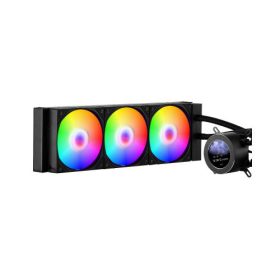   VEVOR CPU folyadékhűtő, AIO CPU vízhűtő - 3 x 120 mm-es PWN ventilátor és pumpa, testreszabható fekete PC folyadékhűtő 2,1"-os LCD kijelzővel és ARGB világítással, Intel 115X/1366/2011/1700/1200, AMD AM4/AM5 processzorokhoz