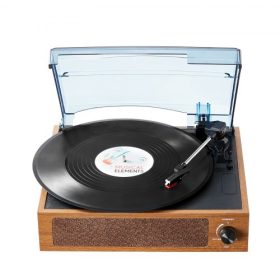   VEVOR bakelitlemez-lejátszó, 3 sebességes, szíjhajtású lemezjátszó beépített 3 W-os hangszóróval, mágneses hangszedővel, 33/45/78 RPM Bluetooth Aux bemenettel, RCA kimenettel, 7/10/12 hüvelykes bakelitlemezekhez