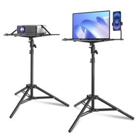   VEVOR projektorállvány, laptopállvány, állítható magasságú, 26,97 és 63 hüvelyk között, hordozható projektorállvány-állvány tálcával és hattyúnyakú telefontartóval, kültéri filmekhez, otthonra, irodába, színpadra vagy stúdióba