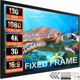   VEVOR 130 hüvelykes vetítővászon 16:9 4K HDTV filmvászon fix keretű 3D projektorvászon 4K HDTV mozi kültéri használatra (130 hüvelyk)