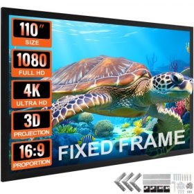   VEVOR 110 hüvelykes átlós projektorvászon 16:9 4K HD projektorvászon filmvászon fix keretű 3D projektorvászon otthoni, kültéri használatra (110 hüvelykes)