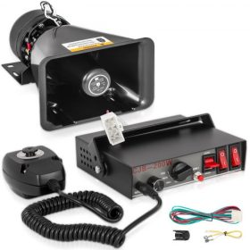   VEVOR 200W-os autós figyelmeztető riasztó, 7 hangos figyelmeztető riasztókészlet, mikrofon rendszer, vészhelyzeti tűzjelző, sziréna, PA hangszóró