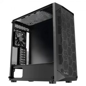   VEVOR PC Gamer Ház, Középtorony, Számítógépház Nagy Légáramlású Edzett Üveg Panellel, Porszűrővel, 4 x 120 mm-es Ventilátorral, Kábelrendezéssel, Akár 270 mm Hosszú GPU-hoz, ATX/M-ATX/ITX Kompatibilis