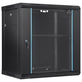   VEVOR 12U fali hálózati szerverszekrény, 39,4 cm/15,5" mély, szerver rack szekrény, 90 kg/200 font max. talajra szerelhető teherbírás, zárható üvegajtós oldalpanelekkel, IT berendezésekhez, A/V eszközökhöz