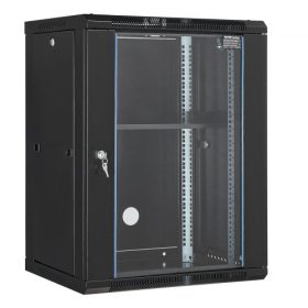   VEVOR 15U falra szerelhető hálózati szerver rack szekrény, 45,7 cm mélység, üvegajtózár