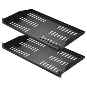   VEVOR 2 db 1U magas szerver rack polc, 10"/254 mm mélység, 23 kg/50 font maximális teherbírás, szellőzőnyílással ellátott konzolos vagy fali rack polc tálcával, jó légáramlással, 482,6 mm/19"-es hálózati szekrényhez vagy berendezé