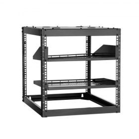   VEVOR 10U nyitott keretű hálózati rack, 585 mm mélység, falra szerelhető vagy álló szerver rack, strapabíró 4 oszlopos, szellőzőnyílásokkal ellátott polcokkal és rögzítőelemekkel, minden hálózati IT-berendezését, AV-felszerelését