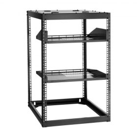   VEVOR 16U nyitott keretű hálózati rack, 585 mm mélység, falra szerelhető vagy álló szerver rack, strapabíró 4 oszlopos, szellőzőnyílásokkal ellátott polcokkal és rögzítőelemekkel, minden hálózati IT-berendezését, AV-felszerelését