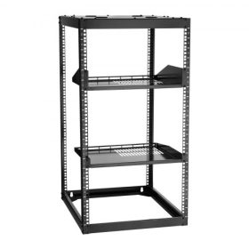   VEVOR 20U nyitott keretű hálózati rack, 585 mm mélység, falra szerelhető vagy álló szerver rack, strapabíró 4 oszlopos, szellőzőnyílásokkal ellátott polcokkal és rögzítőelemekkel, minden hálózati IT-berendezésének, AV-felszerelésé