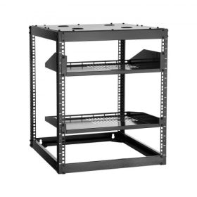   VEVOR 12U nyitott keretű hálózati rack, 585 mm mélység, falra szerelhető vagy álló szerver rack, strapabíró 4 oszlopos, szellőzőnyílásokkal ellátott polcokkal és rögzítőelemekkel, minden hálózati IT-berendezését, AV-felszerelését