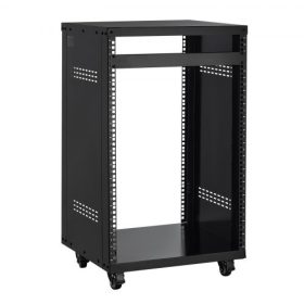   VEVOR 16U AV rack, 90,7 kg maximális teherbírás, otthoni felvevő stúdió rack zárható kerekekkel, nyitott keretű szerver szekrény, speciális szellőzőnyílásos kialakítás, audio-, video-, zenei és informatikai berendezések rögzítéséh