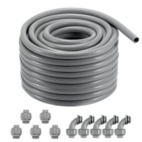   VEVOR 25,4 mm-es (1 hüvelykes) flexibilis, folyadékzáró PVC elektromos védőcső, 30,5 m, nem fémes, IP65