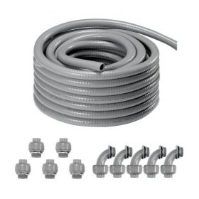   VEVOR 12,7 mm-es (1/2 hüvelykes) flexibilis, folyadékzáró PVC elektromos védőcső, 30,5 m, nem fémes