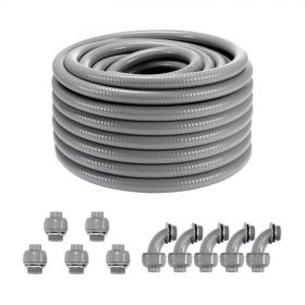   VEVOR 19,1 mm-es (3/4 hüvelykes) flexibilis, folyadékzáró PVC elektromos védőcső, 30,5 m, nem fémes