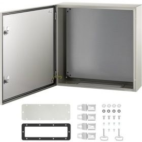   VEVOR NEMA acél szekrény, 60x60x20 cm NEMA 4X acél elektromos doboz, IP66 vízálló és porálló, kültéri/beltéri elektromos csatlakozódoboz, szerelőlappal