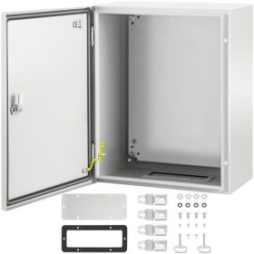   VEVOR NEMA acél szekrény, 50x40x25 cm NEMA 4X acél elektromos doboz, IP66 vízálló és porálló, kültéri/beltéri elektromos csatlakozódoboz, szerelőlappal