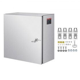   VEVOR NEMA rozsdamentes acél ház, 300 x 300 x 200 mm NEMA 4X acél elektromos doboz, IP66 vízálló és porálló, kültéri/beltéri elektromos csatlakozódoboz, szerelőlappal